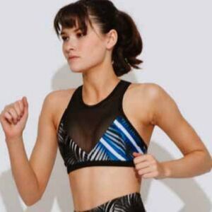 We Are Handsome Womens Black Active High Neck Eclipse Print Sports Bra Size XS